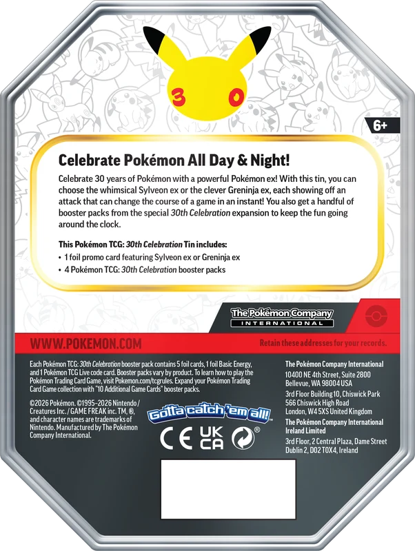 Pokémon TCG: 30th Celebration Tin - Greninja (PRE-ORDER)