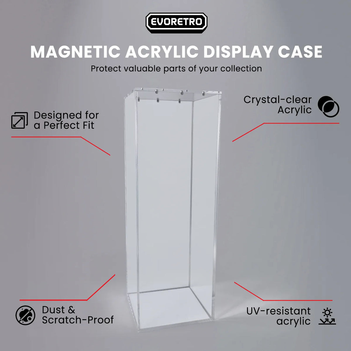 EVORETRO Magnetic Acrylic Display Case for Sealed Case of 6 English Booster Boxes (Special Order)