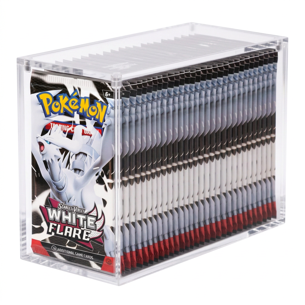 Pokémon TCG: White Flare Custom Booster Box In Acrylic Case (36 Packs)