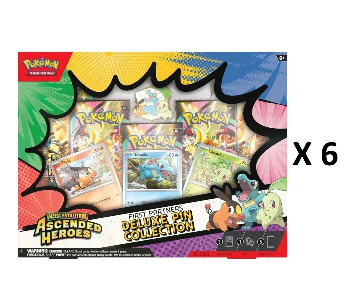 Pokemon Ascended Heroes First Partners Deluxe Pin Collection 6-Bundle Case
