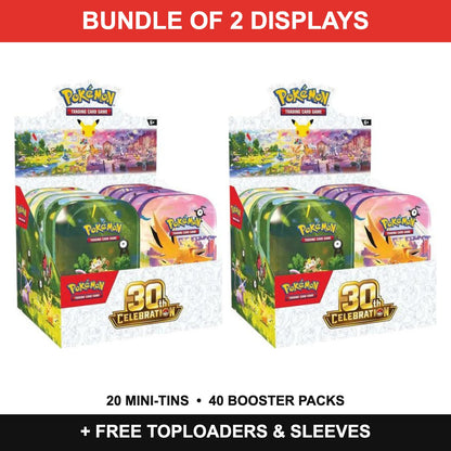 Pokémon TCG 30th Celebration Mini-Tin Display Bundle of 2, 20 tins