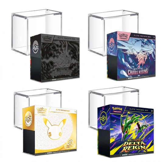 Pokémon TCG: ETB With Acrylic Case Bundle Of 4 (30th, Delta Reign, Chaos Rising & Pitch Black) (PRE-ORDER)