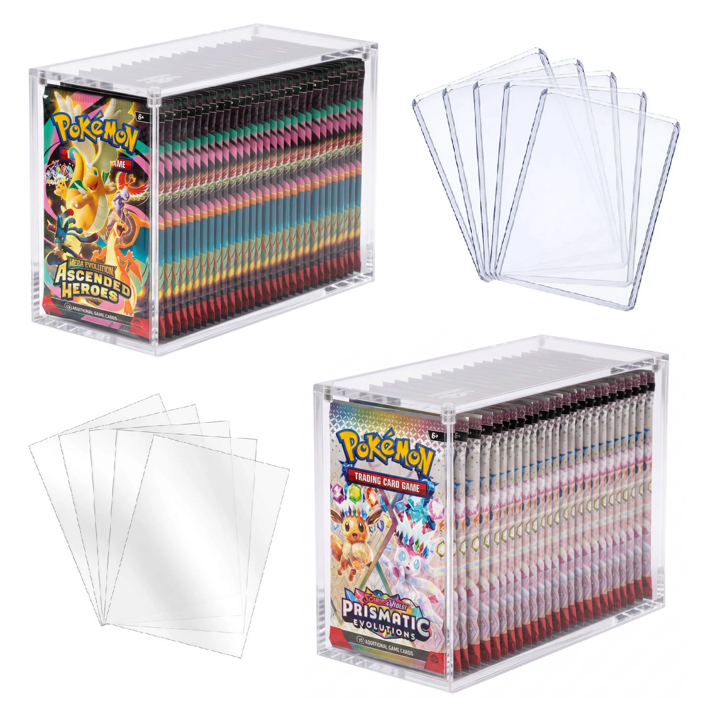 Pokémon TCG: Prismatic Evolutions & Ascended Heroes Booster Box With Acrylic Case Bundle (36 Packs Each)