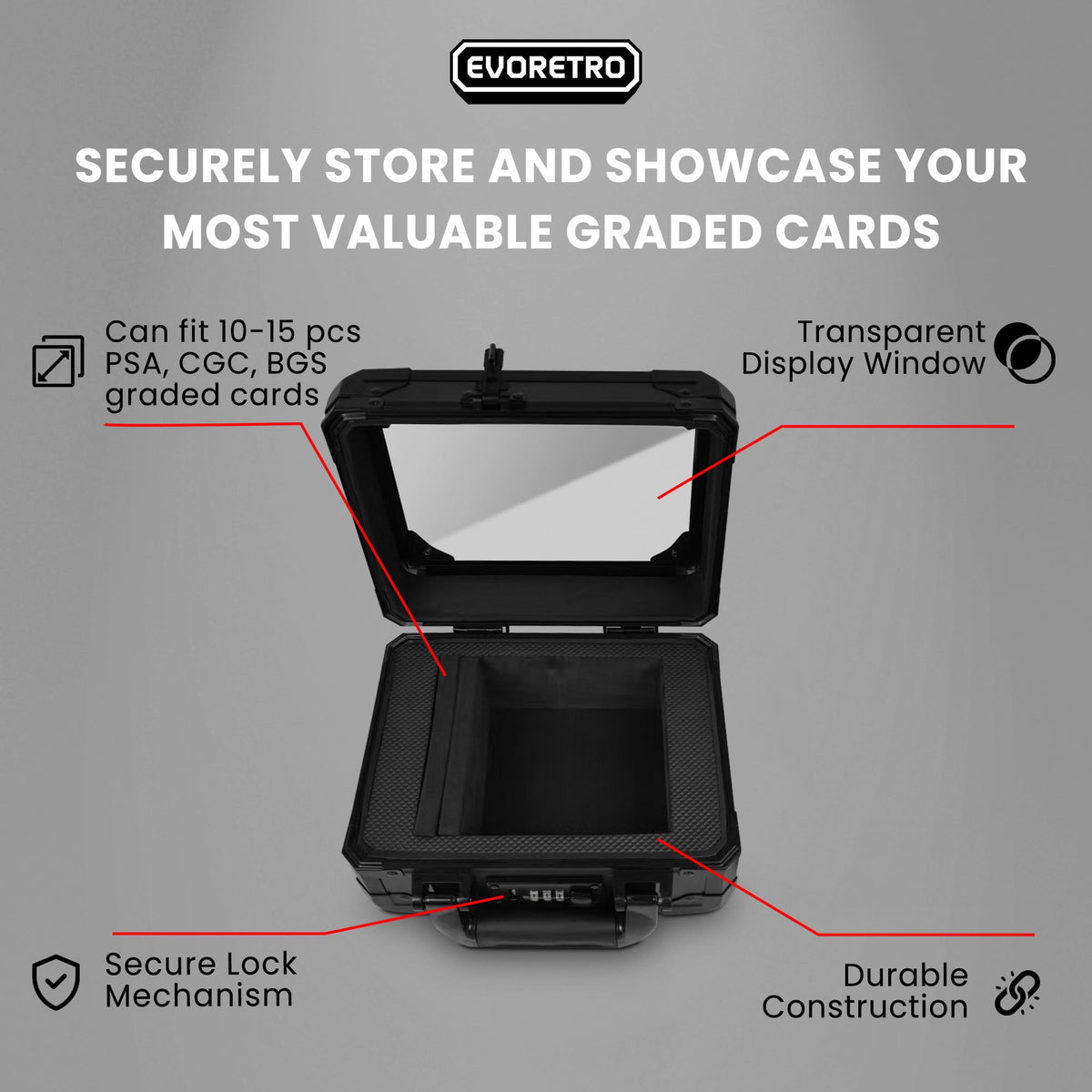 EVORETRO Graded Card Case — Mini with Display Window & Lock (Special Order)
