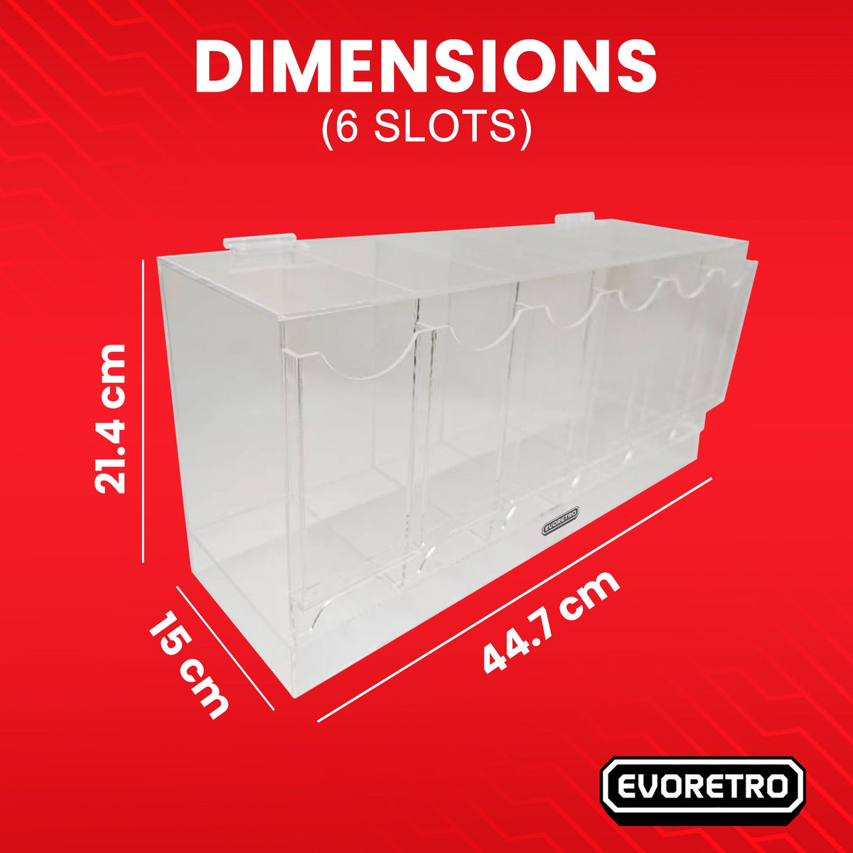 EVORETRO Acrylic Booster Pack Display Stand – Retail Counter Unit with Top Shelf (Special Order)