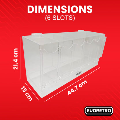 EVORETRO Acrylic Booster Pack Display Stand – Retail Counter Unit with Top Shelf (Special Order)