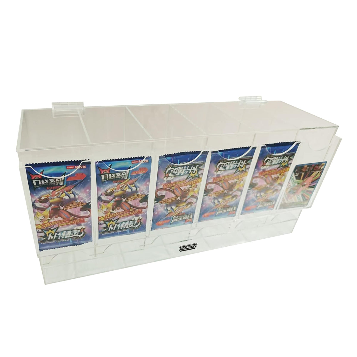 EVORETRO Acrylic Booster Pack Display Stand – Retail Counter Unit with Top Shelf (Special Order)