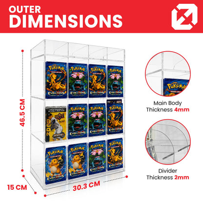 EVORETRO Acrylic Booster Pack Display Stand – Retail Counter Unit with Top Shelf (Special Order)