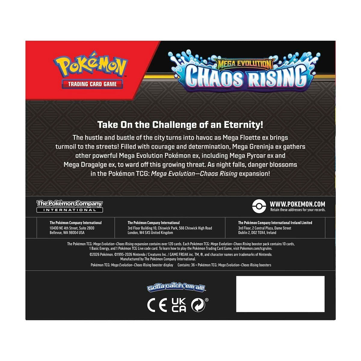 Pokémon TCG Mega Evolution Chaos Rising Booster Box With Acrylic Case