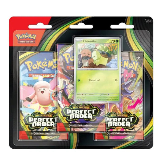 Pokémon TCG: Mega Evolution Perfect Order 3-Pack Blister - Chikorita