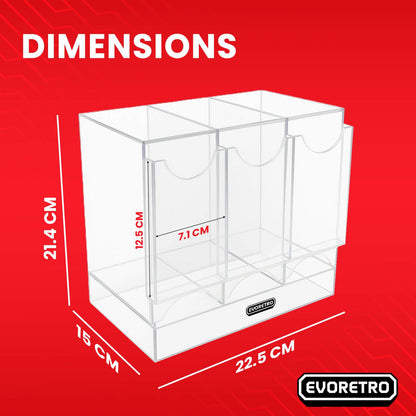 EVORETRO Acrylic Booster Pack Display Stand – Retail Counter Unit with Top Shelf (Special Order)