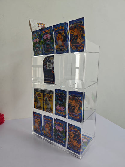 EVORETRO Acrylic Booster Pack Display Stand – Retail Counter Unit with Top Shelf (Special Order)