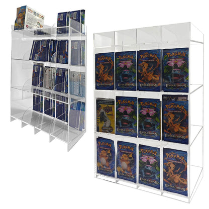 EVORETRO Acrylic Booster Pack Display Stand – Retail Counter Unit with Top Shelf (Special Order)