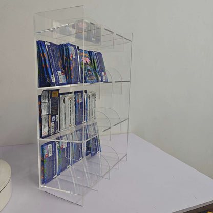 EVORETRO Acrylic Booster Pack Display Stand – Retail Counter Unit with Top Shelf (Special Order)