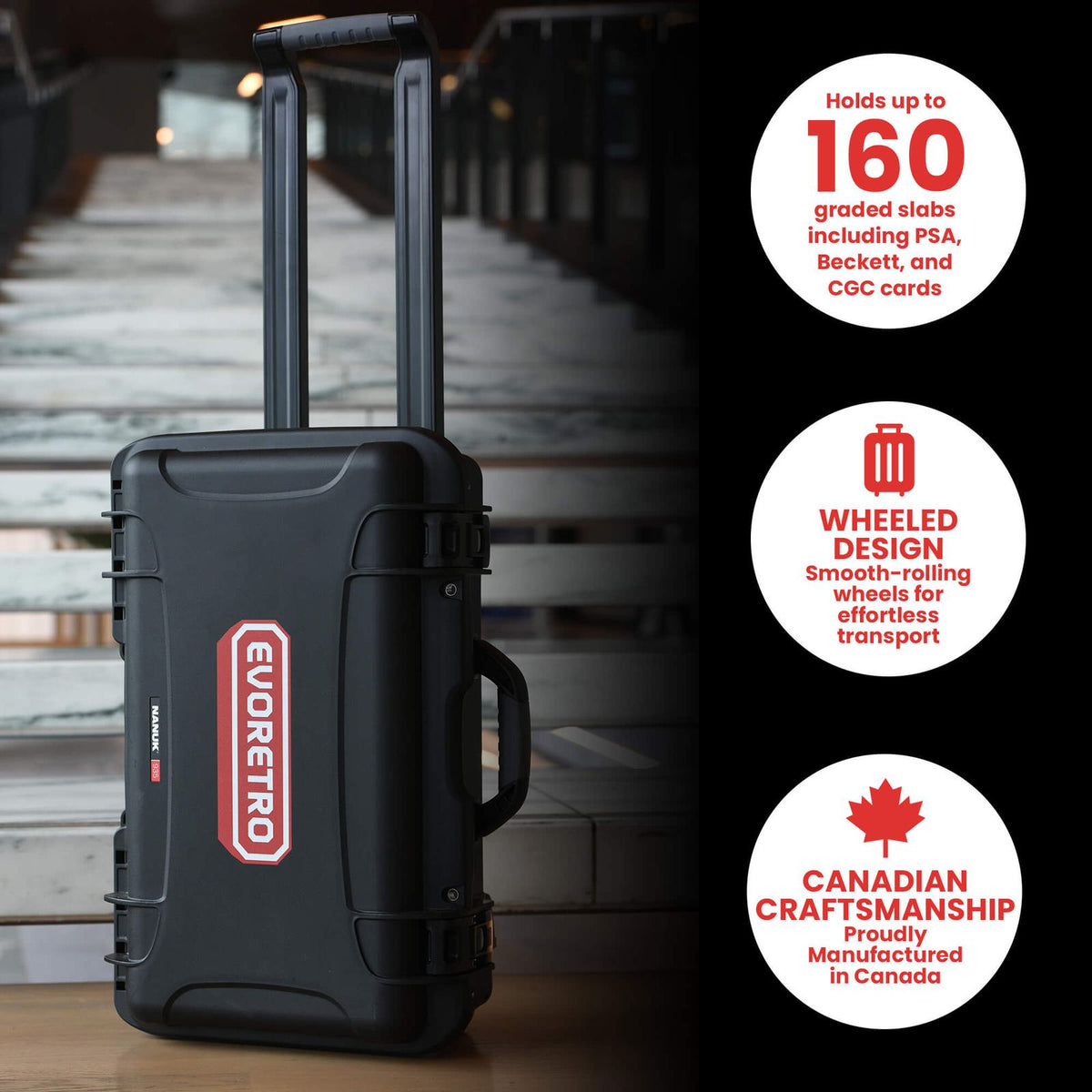 EVORETRO Waterproof Wheeled Card Case - Holds 160 Graded Slabs (Special Order)